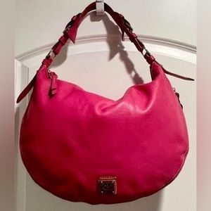 Price drop!! Dooney & Bourke Red Leather Shoulder Bag Expandable Luna Half-Moon